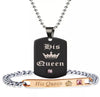 SET COLGANTES PLACAS NEGRAS Y PULSERAS KING&QUEEN